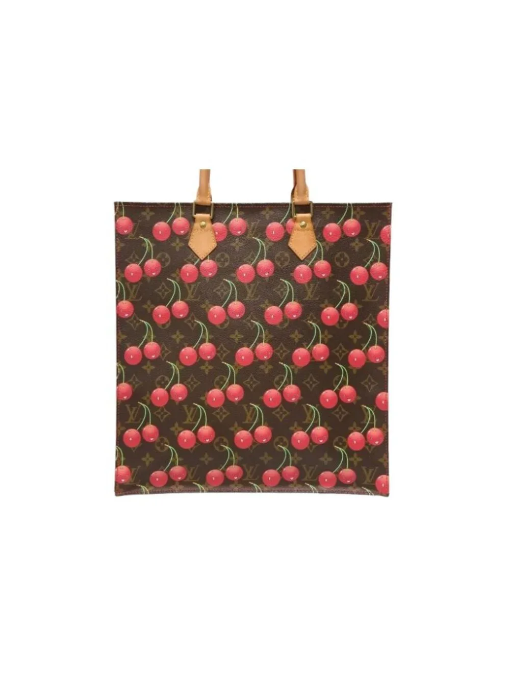 Louis Vuitton Tote Bag Takashi Murakami Sac Plat Monogram Cherry Brown
